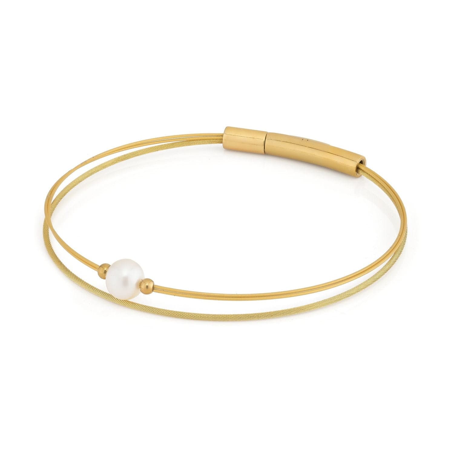 „Thinking of You“-Edelsteinarmband mit goldfarbener Perle | A720GG