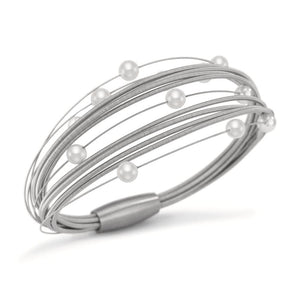 Arya-Perlenarmband aus Edelstahl mit Perlen, Magnetverschluss, 16-17cm