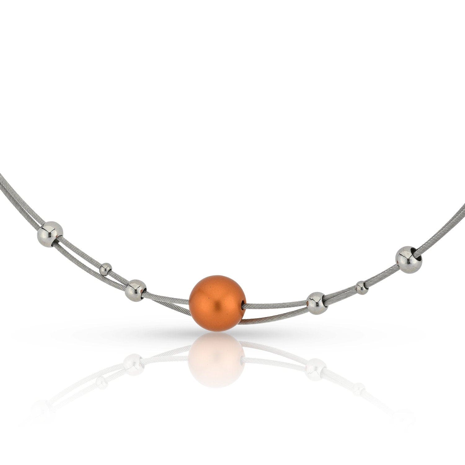 Halskette mit kleinen Kugeln und orangefarbener Kugel C274O