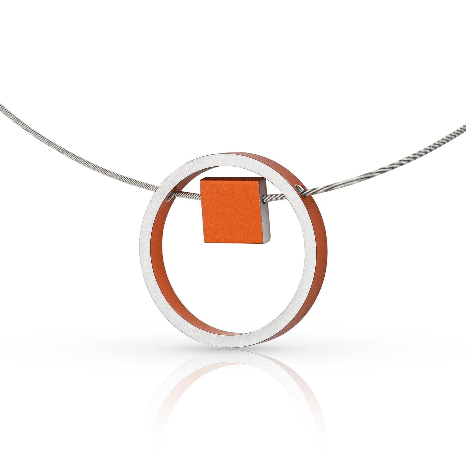 Halskette EVY Orange Ring mit Quadrat | C277O