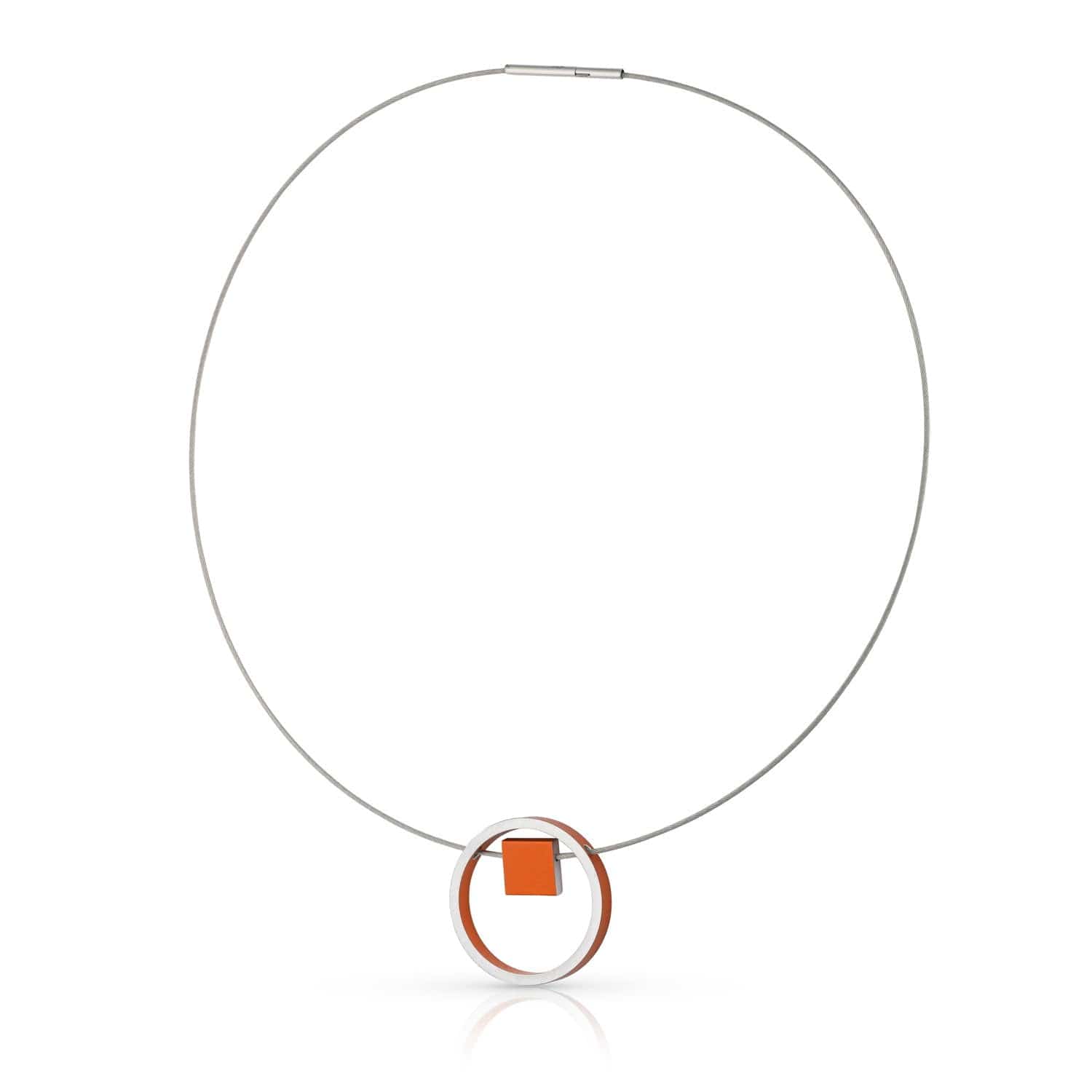 Halskette EVY Orange Ring mit Quadrat | C277O