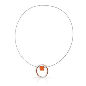 Halskette EVY Orange Ring mit Quadrat | C277O