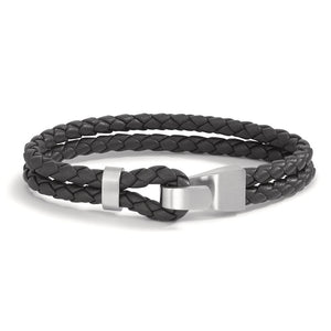 Lederarmband Vadino Black mit Knebelverschluss aus Edelstahl