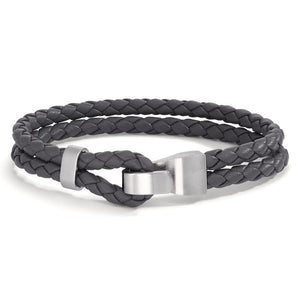 Lederarmband Vadino Shadow Grey mit Edelstahl-Knebelverschluss 23 cm