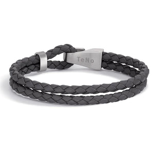 Lederarmband Vadino Shadow Grey mit Edelstahl-Knebelverschluss 23 cm