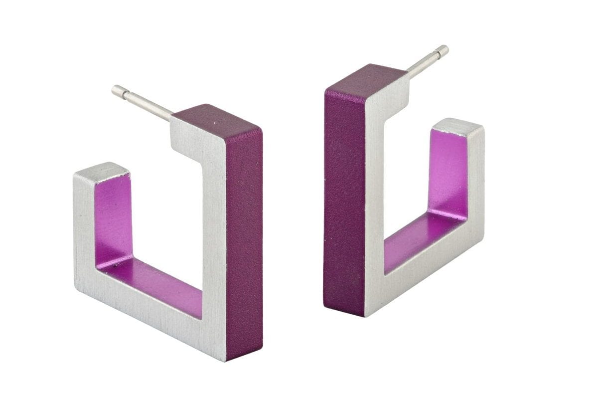 Ohrstecker Quadratische Creolen VERA Lila | O11P