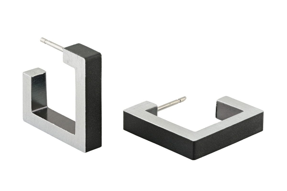 Ohrstecker Quadratische Creolen VERA Schwarz | O11Z